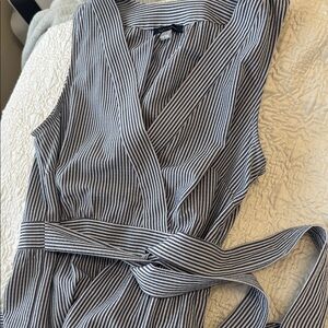 Tommy Hilfiger Navy and White Striped Midi Dress